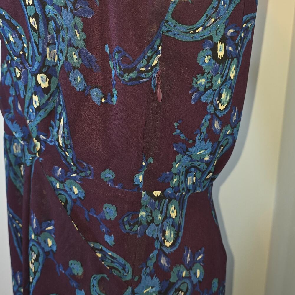 Cabi TREASURE Women 8 Purple Paisley Sleeveless‎ Midi Dress - Picture 6 of 11